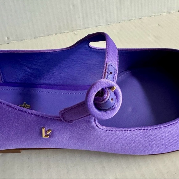 Larroude’ Purple satin Blair Mary Jane battle flats with adjustable buckle.9.5 - Picture 8 of 14